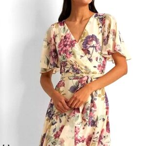 NWT Lauren Ralph Lauren Women's Floral Surplice Dress, Size 16